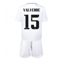 Real Madrid Federico Valverde #15 Hemmaställ Barn 2022-23 Korta ärmar (+ Korta byxor)